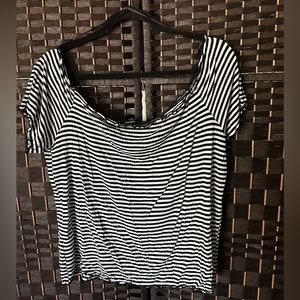Black and white striped crop top